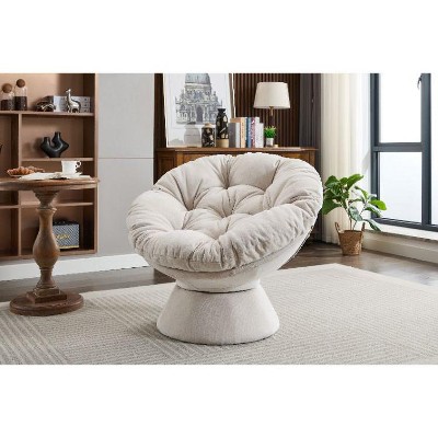 CAVINAS Oversized 360-Degree Swivel Accent Chair, Comfortable Lounge Chair, Barrel Papasan Chair for Living Room or Bedroom