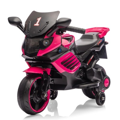 Jojoka Kids Ride On Motorcycle with Training Wheels, Battery Powered Electric Motorcycle, Light, Music, Ride On Toys for Toddler Boys Girls