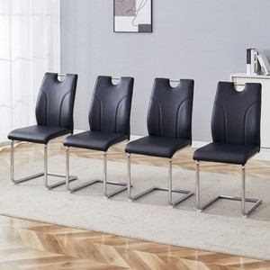Lyngins PU Dining Chairs Set of 2/4/6,Modern Accent Chairs with Silver Metal Legs for Living Room,Kitchen,Conference Room - 1 of 4