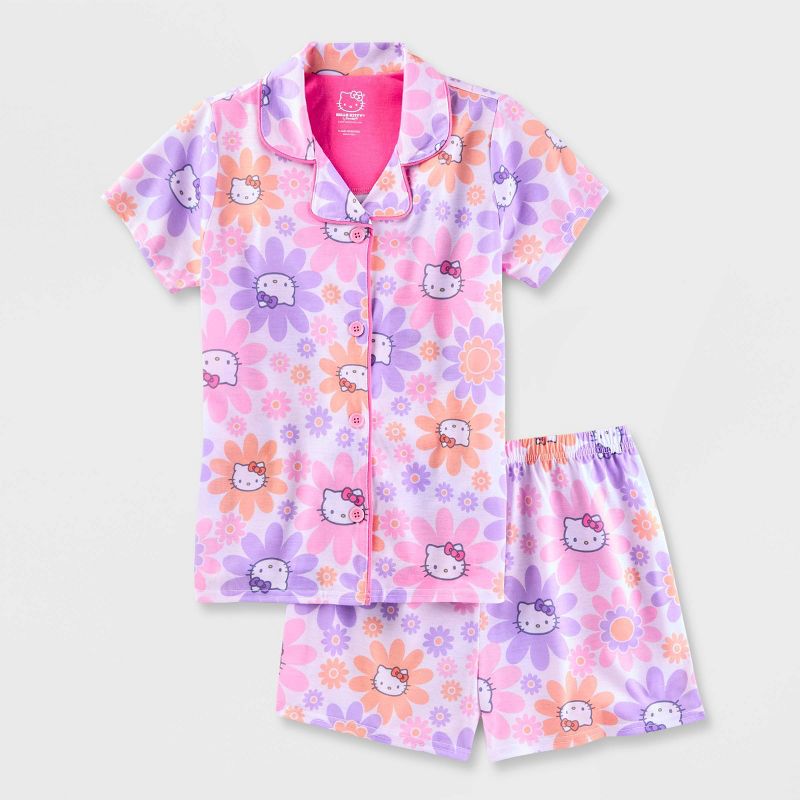 Girls&#39; Hello Kitty Coat Pajama Set - Purple, 1 of 4