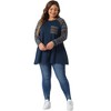 Agnes Orinda Women's Plus Size Long Sleeve Raglan Stripe Color Block Knit Blouses - 3 of 4