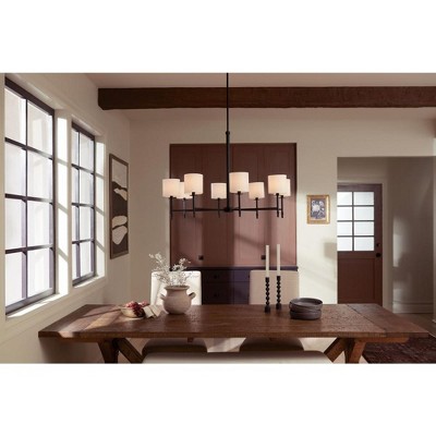 Ali Black 8-Light Chandelier with Fabric Drum Shades