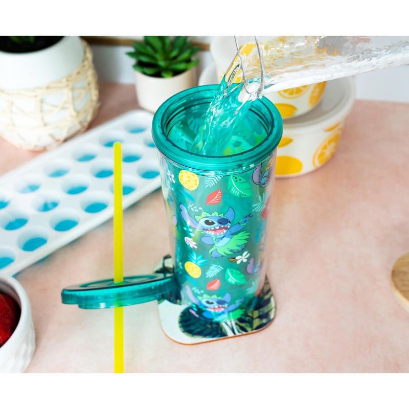 Silver Buffalo Disney Lilo & Stitch Tropical Summer Icons Carnival Cup with Lid and Straw, 5 of 7