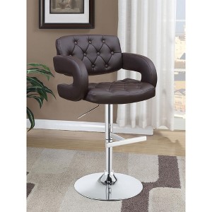 Adjustable Chrome Bar Stool with Upholstered Seat, Modern Tufted Design, Comfortable Seating for Kitchen Islands, Home Bars - 1 of 4