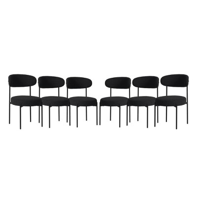 WestinTrends Alexandria Mid-Century Modern Upholstered Faux Shearling Round Dining Chairs
