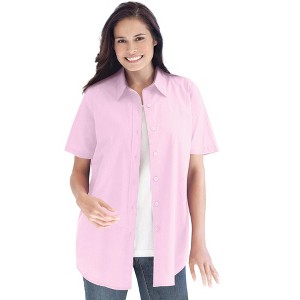 Woman Within Women's Plus Size Perfect Short Sleeve Shirt - 1 of 4