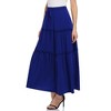 Womens Boho Pleated Midi Skirt Ruffle Tiered Tie Waist Flowy Long Skirts with Pockets - 3 of 4