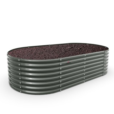 Cesicia 6x3x2ft Gray Oval Galvanized Raised Garden Bed For Vegetables & Flowers
