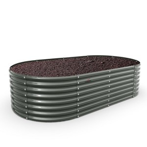 Cesicia 6x3x2ft Gray Oval Galvanized Raised Garden Bed For Vegetables & Flowers - 1 of 4
