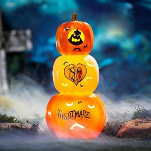 Seasons 18 in The Nightmare Before Christmas Light-Up Stacked Pumpkins Tabletop Decoration - Orange - 1 of 2