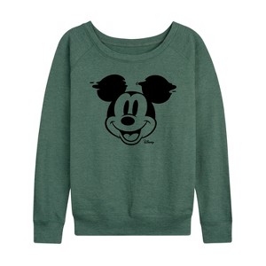 Women's - Disney - Mickey & Friends Lightweight French Terry Wide Neck Long Sleeve Shirt - 1 of 4