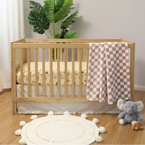 The Peanutshell Baby Crib Bedding Set for Boys or Girls - 3 Pieces - Checkered Baby Blanket Set with Fitted Crib Sheet, Dust Ruffle - Elephant Safari - 1 of 4