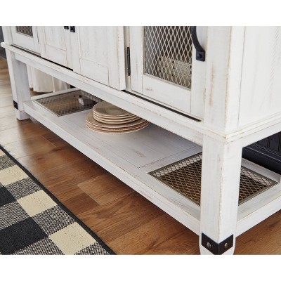 Rustic Farmhouse 60'' Brown and White Dining Server with Sliding Barn Doors
