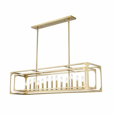 Easton Rubbed Brass 54" Linear Chandelier with Candelabra Bulbs