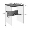 HomeStock Belmont Minimalist Glass End Table with Lower Shelf, Clear Side Panels, Particleboard Top and Modern Contemporary Design - 2 of 4