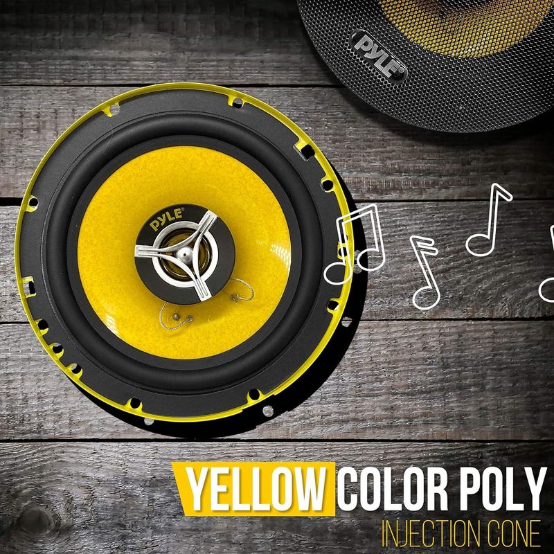 Pyle Car Two Way Speaker System - Yellow, 3 of 8