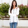 Anna-Kaci Women's V-Neck Waffle Knit Sweater with Cross Stitch Detailing and Long Sleeves - 2 of 4