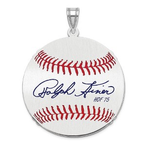 Black Bow Jewelry Sterling Silver Ralph Kiner Signature LG Enamel Baseball Pendant - 1 of 4