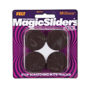 Magic Sliders 16pk 1.5" Round HD Adhesive Self Stick Felt Pads Brown - 1 of 2
