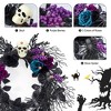 WhizMax Halloween Skull Wreath for Front Door with Lights, 20 Inch Pre-Lit Black Purple Rose Spider,  for Home Wall Porch Outdoor Indoor - 3 of 4