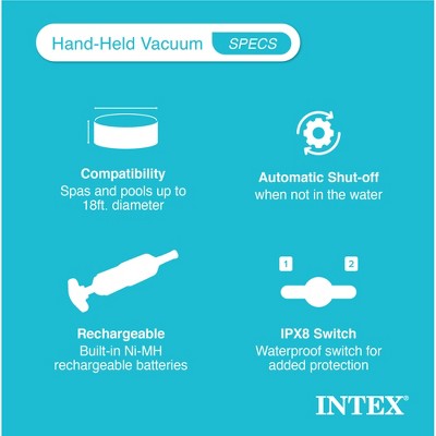 Intex Gray Handheld Rechargeable Pool Vacuum with Telescoping Shaft