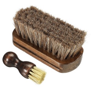 Unique Bargains Leather Boots Cloth Horsehair Shoe Brushes Brown 2 Pcs - 1 of 4