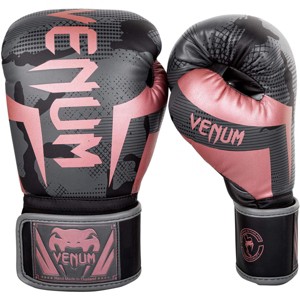 Venum Elite Hook and Loop Boxing Gloves - Black/Pink/Gold - 1 of 2
