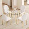 5-Piece Dining Set with Glass Table and 4 PU Armless Chairs - 3 of 4
