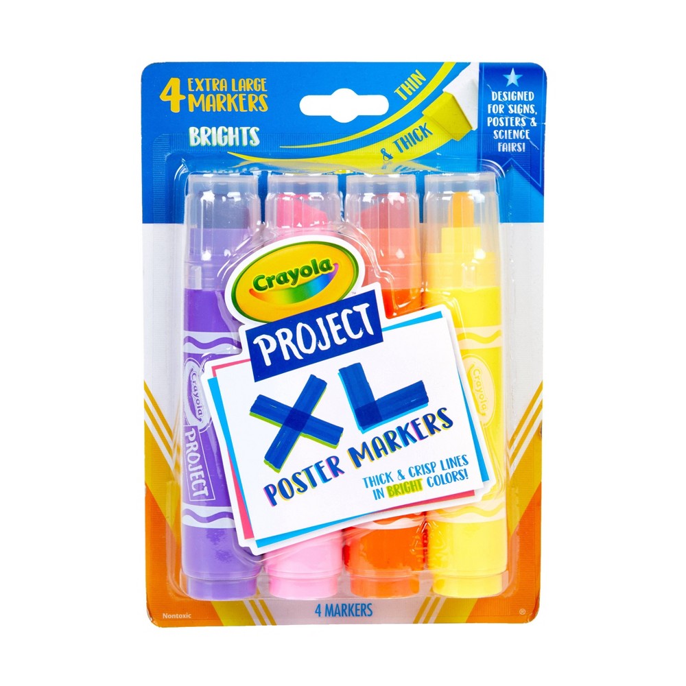 Photos - Felt Tip Pen Crayola 4ct  Project XL Poster Markers - Bright Colors 