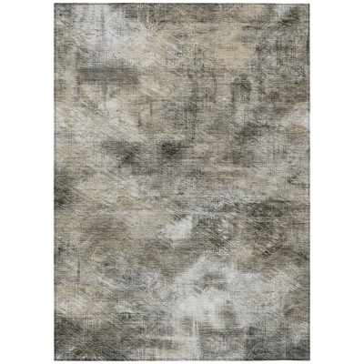 Beige Taupe And Gray Abstract Washable Indoor Outdoor Area Rug