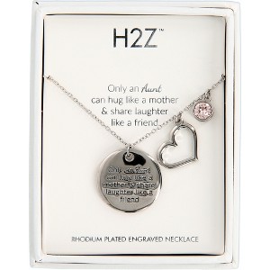 Pavilion Gift Company - Aunt Silk Crystal - 16.5"-20.5" Engraved Rhodium Plated Austrian Element Necklace - Necklaces - 1 of 4