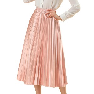 INSPIRE CHIC Women's Party Elastic Waist Metallic Shiny Accordion Pleated Midi Skirt - 1 of 4