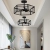 PAKOKULA Industrial 3-Light Black Classic Hexagonal Cage Semi-Flush Mount Ceiling Light - 4 of 4
