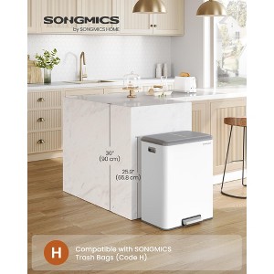 8 Gallon Double Trash Can, 2 x 30L Stainless Steel Recycling Bin with Soft-Close Lid & Removable Buckets, Dual Compartment Garbage Can for Kitchen - 1 of 4