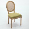 SEVOBAL Dining Chairs Set of 2 French Style Solid Wood Frame Chairs with Linen Fabric and Rattan Back, Green, 23.4"*19.3"*37.4" - 2 of 4