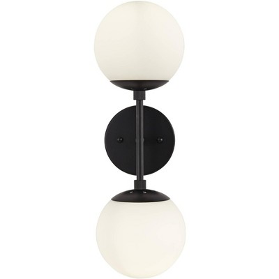 Black Mid Century Modern Wall Sconce with Frosted Glass