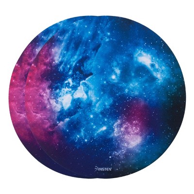Insten 2 Pack Nebula Galaxy Mouse Pad Round, Non Slip Rubber Base, Smooth Surface Mat, For Home Office Gaming, Blue Purple