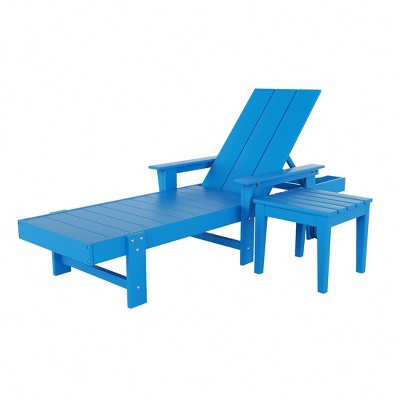 WestinTrends Ashore Modern Reclining Chaise Lounge with Side Table 2-Piece Set