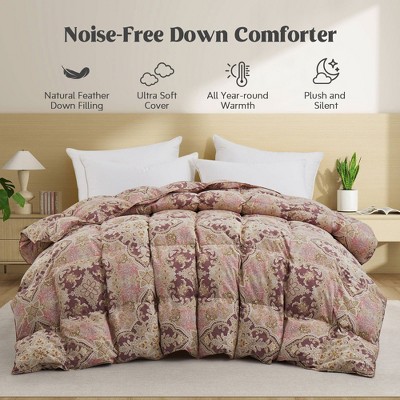 Peace Nest Ultra Soft Noiseless Down Comforter, Natural All Season Duvet Insert