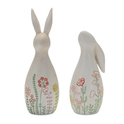 Melrose Floral Bunny Rabbit Figurine (Set of 2) : Target