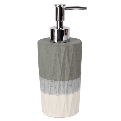 SKL Home Cubes Soft Textured Sophisticated Style  Lotion/Soap Dispenser, Dove Blue/ Gray