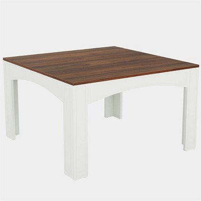 Resenkos Dining Table, Living Room Table,39" Dining Table, Farmhouse Wood Kitchen Table Dinner Table for 4,Brown & White