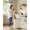SONGMICS Laundry Hamper with Lid 3-Section Large Laundry Basket Removable Mesh Liner Bamboo Handles Collapsible - 2 of 4