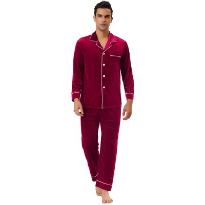 Lars Amadeus Men's Solid Long Sleeves Button Down Sleepwear Pajama Set