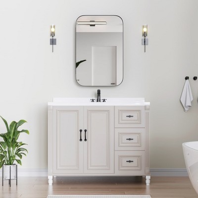 SpassWay 24 x 36 Inch Recessed or Wall Mount Medicine Cabinet Black Bathroom Storage with 3 Cupboards