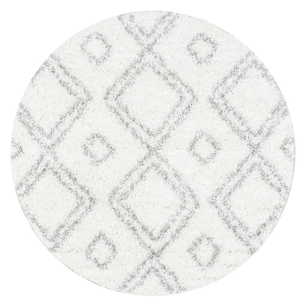 5'3in Round Iola Soft & Plush Shag Area Rug White- nuLOOM