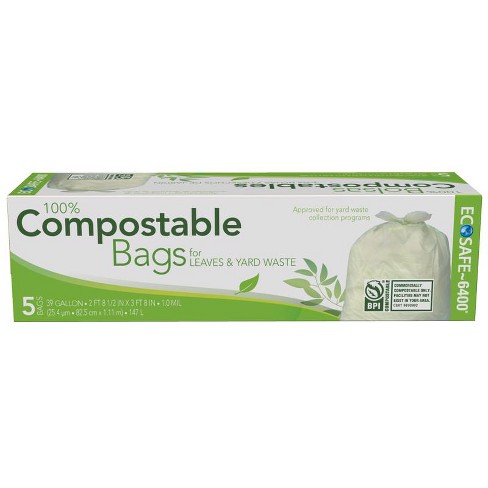 Eco safe Compostable 39 Gal Lawn Leaf Bags Twist Tie 5 Pk Target