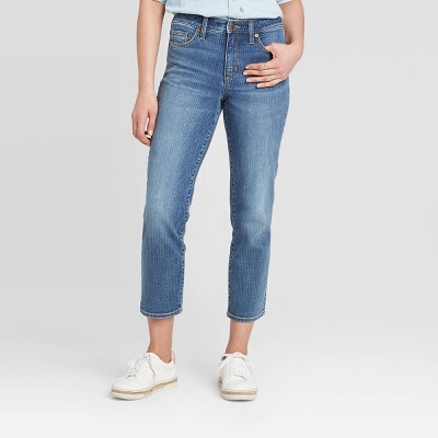 jeans straight cropped high rise