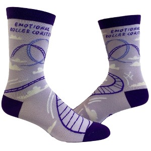 Emotional Roller Coaster Socks Funny Anxiety Crazy Graphic Novelty Footwear - Crazy Dog Socks With Sarcastic Sayings - 1 of 4