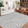 Washable Area Rug, Soft Rainbow Abstract Runner, Non-Slip Low-Pile Carpet with Rubber Backing, Stain Resistant Boho Geometric Rug for Living Room - 4 of 4